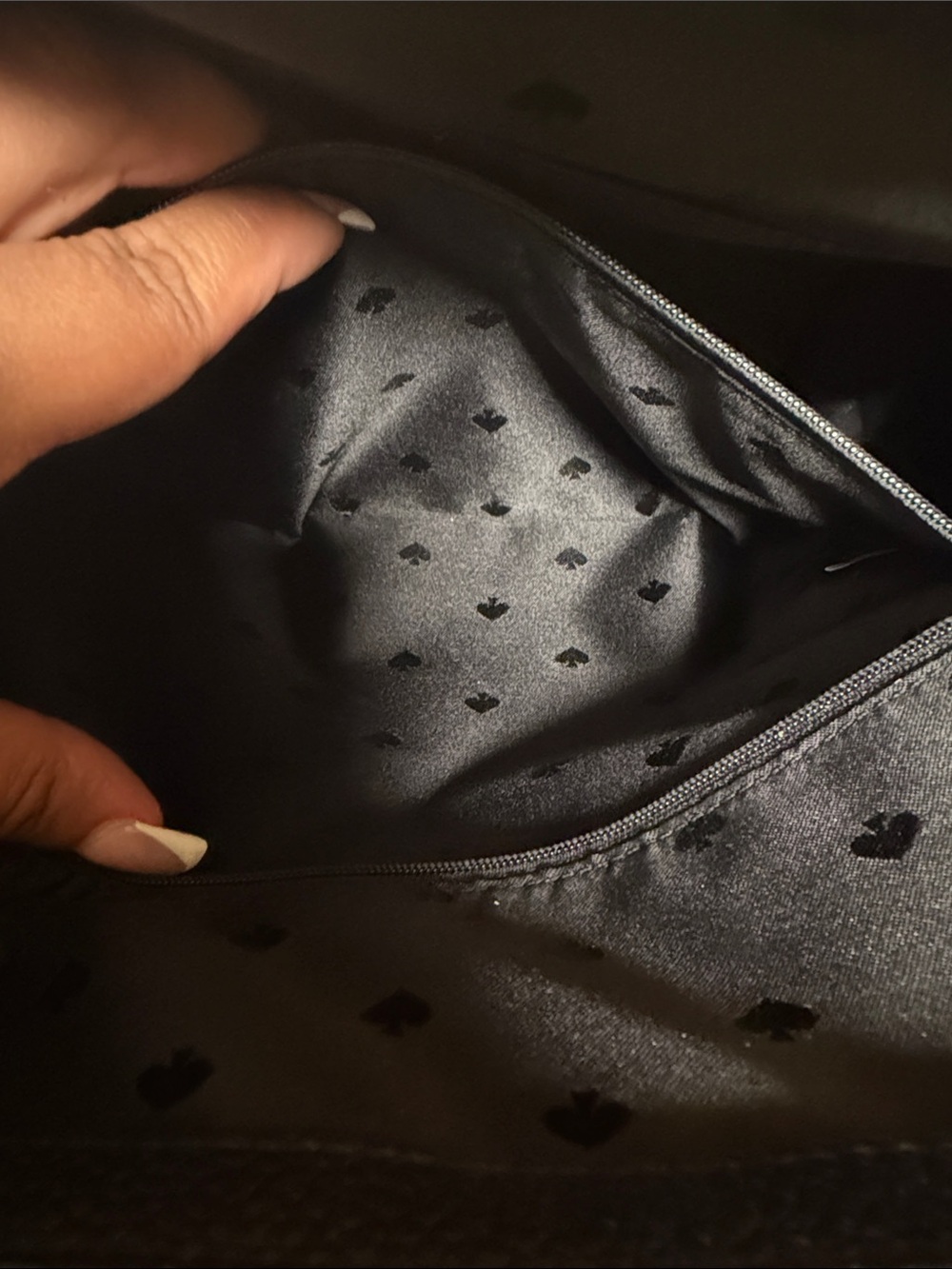 kate spade Black Embossed Logo Leather Tote like new - Picture 5 of 8